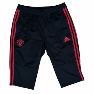 Adidas Black and Red Manchester United 3/4 Track Pants